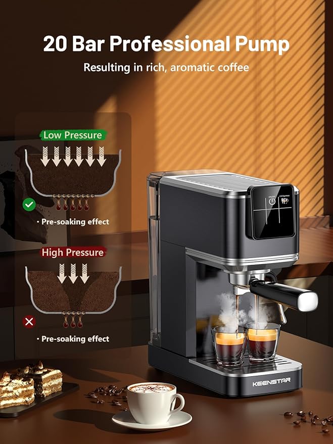 20Bar Espresso Machine with Rapid Cold Brew, Hot & Iced Coffee Machine, Espresso Maker with Milk Frother Steam Wand, Touch Screen with 40oz Water Tank for Latte, Cappuccino, Gift