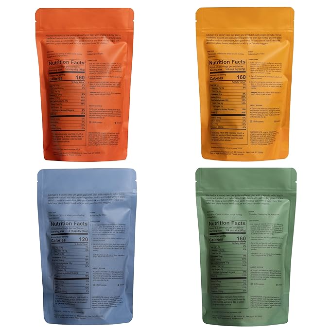 Divya's Kitchari Variety Bundle, One-Pot Ayurvedic Meal with Grains, Lentils, & Spices, Healthy & Nourishing Plant-Based Meal, Vegan, Non-GMO, Gluten Free, Organic, Family Size 4 Pack