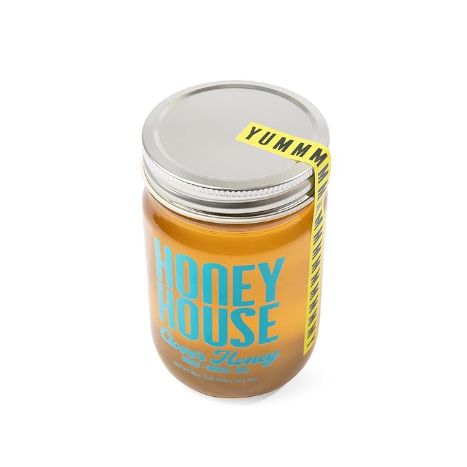 Honey House 100% Raw Clover | Pure & Unfiltered | Premium American-Sourced Natural Sweetener | 12oz Glass Jar | Nutrient-Rich | No Additives - (2 Pack)