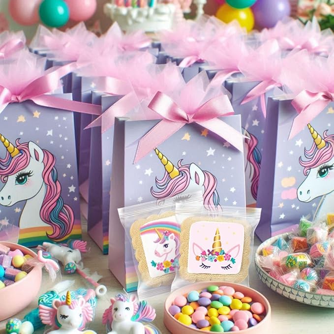 Unicorn Cookies Individually Wrapped Bulk For Kids Theme Birthday Party Favors 24 Pack Bulk for Kids Party Sugar Cookie Rainbow Pink