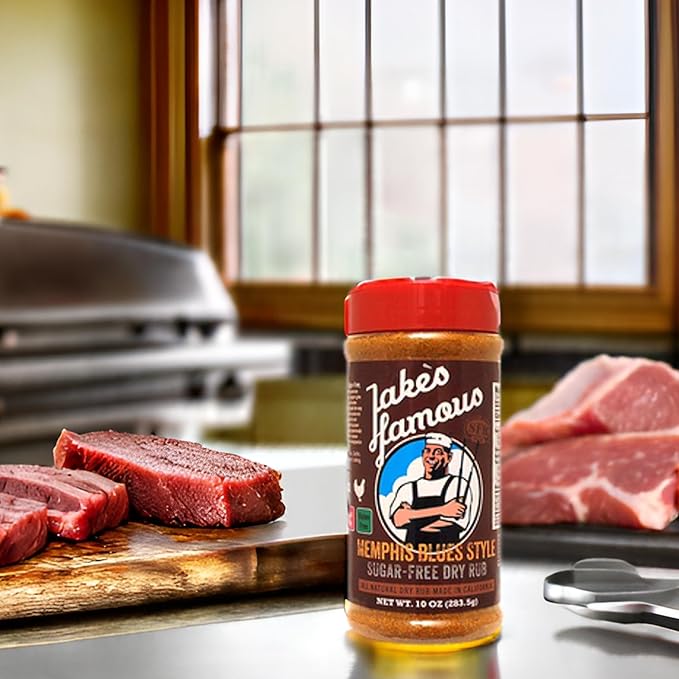 Jake?™s Famous Memphis Rub, BBQ Rub 10 Oz Sugar Free, Gluten Free, Seasoning Mix for Ribs, Pork, Brisket, Beef, Classic Southern Barbecue Rub for Smoking & Grilling