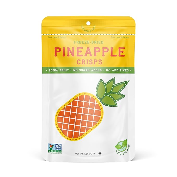 Nature's Turn Freeze-Dried Fruit Snacks, Pineapple Crisps, Pack of 6 (1.2 oz Each)