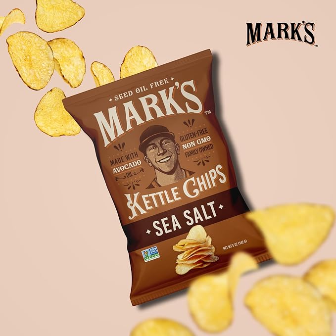 MARK???Kettle Cooked Avocado Oil Potato Chips, Sea Salt ??Seed Oil & GMO Free | Sea Salt, 5 oz (Pack of 3) | Gluten Free, Non-GMO Chips for Clean & Healthy Snacking