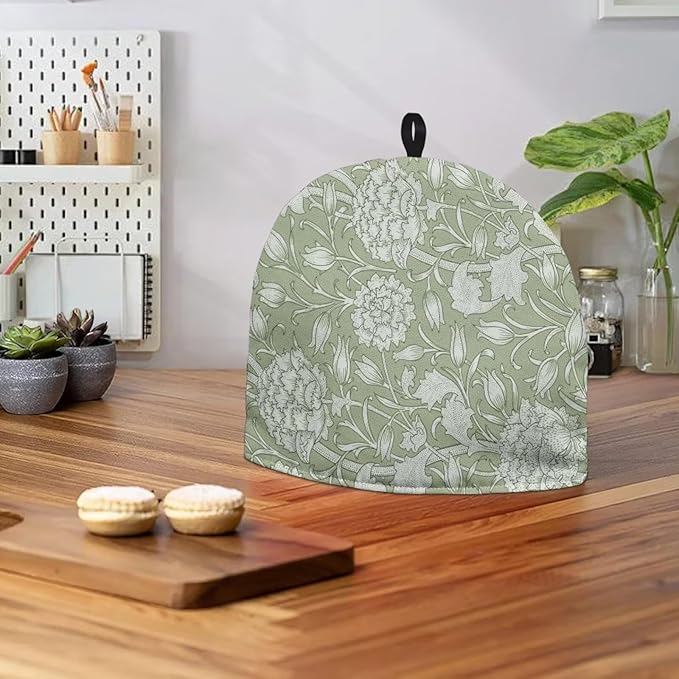Teapot Dust Cover Tea Cozy for Teapot,Foldable Kitchen Kettle Dust Tea Pot Decorative Cover for Kitchen,Tea Cosy with William Morris Green