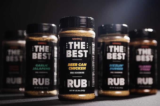 Kosmos Q The Best Beer Can Chicken Rub, BBQ Meat Dry Rub and Seasoning with Garlic, Onion, Bell Pepper, Lemon Peel & Spices. Perfect for Baked Chicken, Dumplings, Enchiladas. 12.2 Oz Shaker Bottle