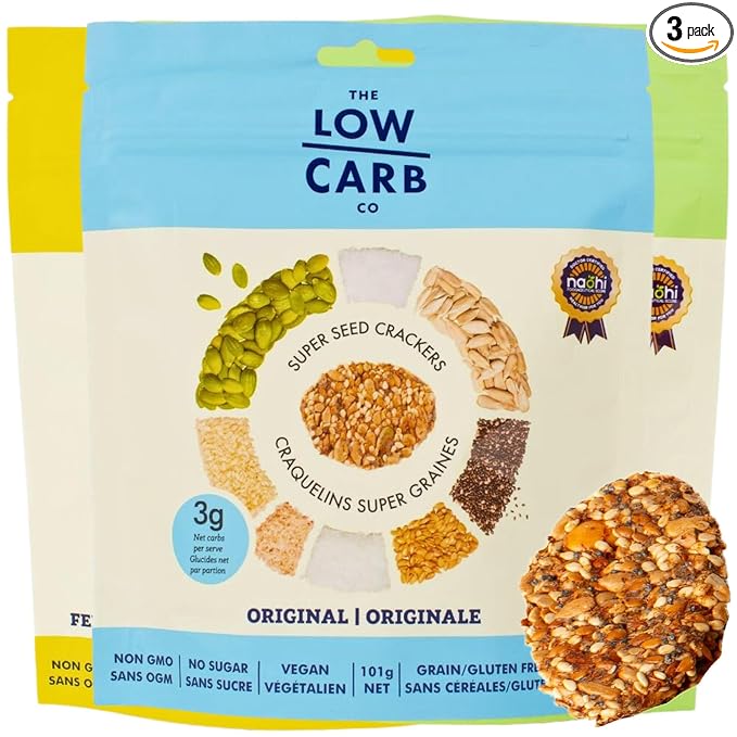 Super Seed Crackers, Gluten Free & Keto Friendly Healthy Snacks, Vegan, Zero Sugar, Paleo & Diabetic Friendly, Nut Free, 20g High Protein, 18g High Fiber, 3.56oz Each, 3-Pack, Variety of Flavors