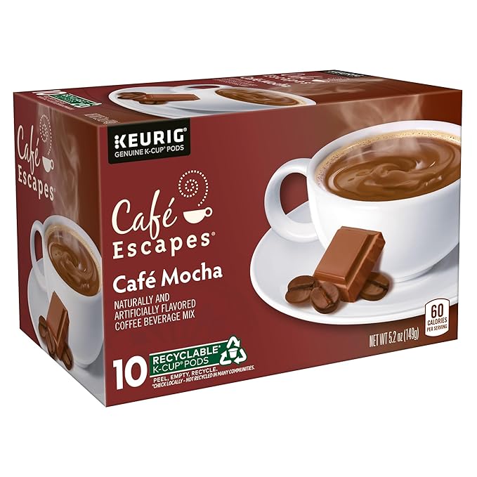 Café Escapes Café Mocha Coffee Beverage, Single-Serve K-Cup Pods, 60 Count