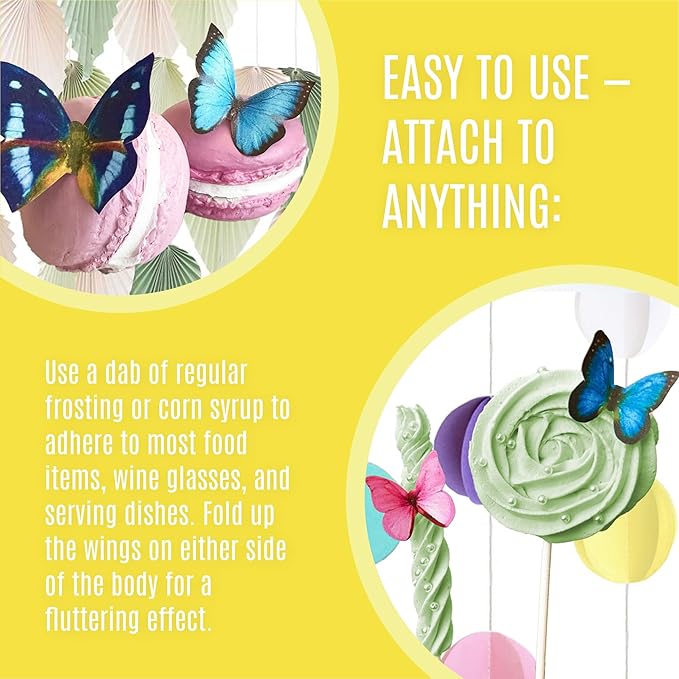 Sugar Robot Edible Butterflies for Cake Decorating - Small Pastel Yellow Butterfly Cake Toppers and Cupcake Toppers - Decoration Made in the USA - Premium Crafted (Yellow)