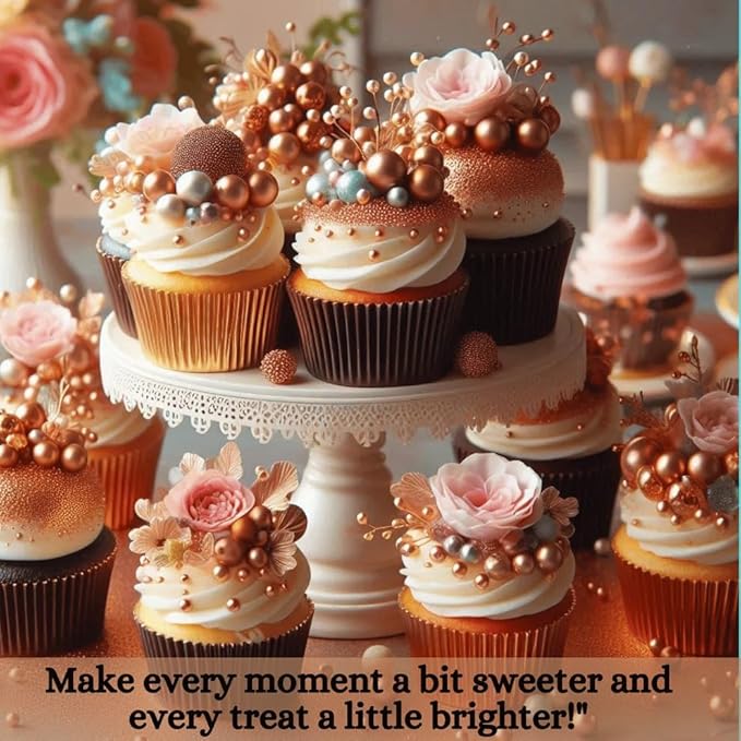 Confect Love Metallic Bronze Disco Ball Sprinkles ??Edible Pearls in Copper & Rose Gold Mix | Cake Decorating Sprinkles for Cupcakes, Cookies, Cakes & Party Desserts | Vegan, Gluten-Free, Nut-Free, Soy-Free, Dairy-Free, Palm Oil-Free- 4.2 Oz