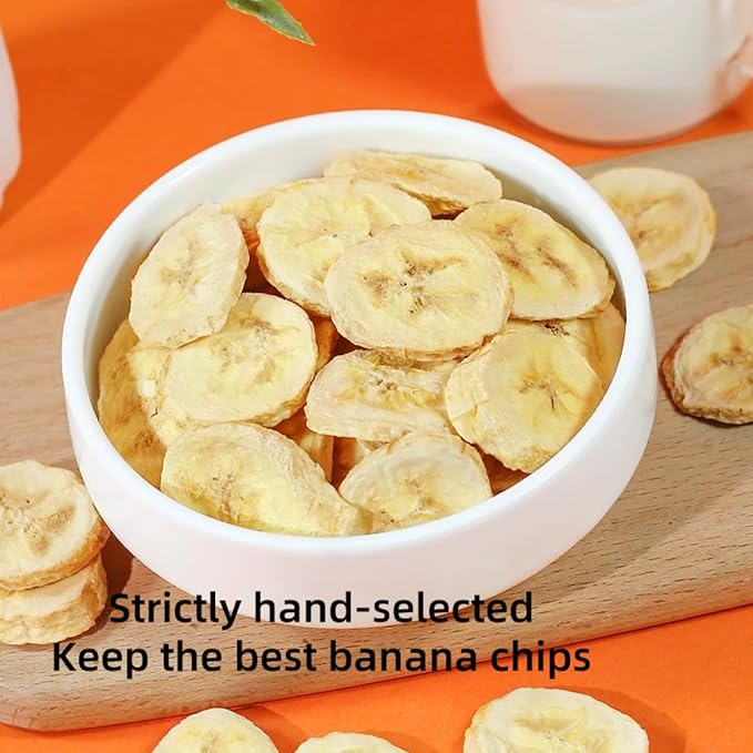 FD Banana Chips, freeze dried banana chips,dried bananas,Sugar Free, Crispy Fruit Snacks, Sealable and Canisterable, 7 oz/200g