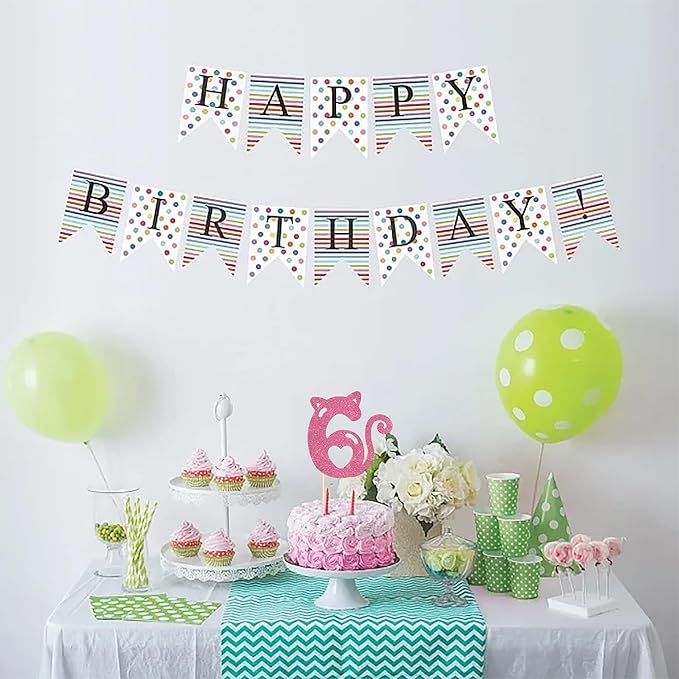 1 Pack 6th Cake Topper Glitter Cat Birthday Cake Pick Cute Pet Cat Cake Decoration for Cat Theme Baby Shower Kids Six Birthday Wedding Party Cake Decorations Supplies Pink