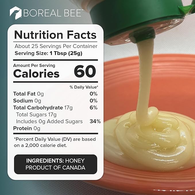 Boreal Bee Canadian Iced Honey – Smooth White Creamed Honey from Prairie Wildflowers Like Clover & Canola, Cold Bottled, Raw, Natural & Unfiltered, Never Heated, 35.2oz (2 Pack)