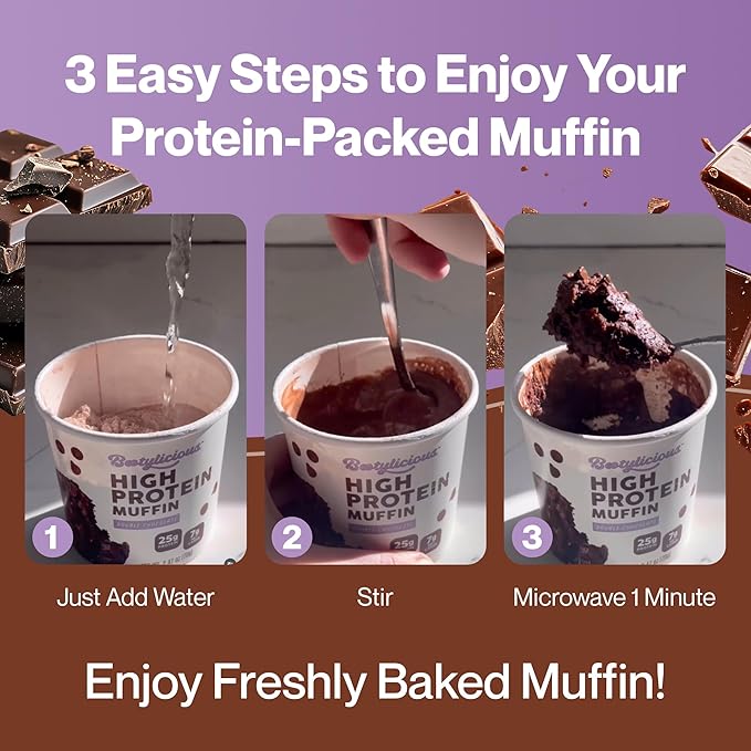 Bootylicious | High-Protein Muffin | 25g Protein, 7g Net Carbs, Low Glycemic Index, 12-Pack (Chocolate Lovers)