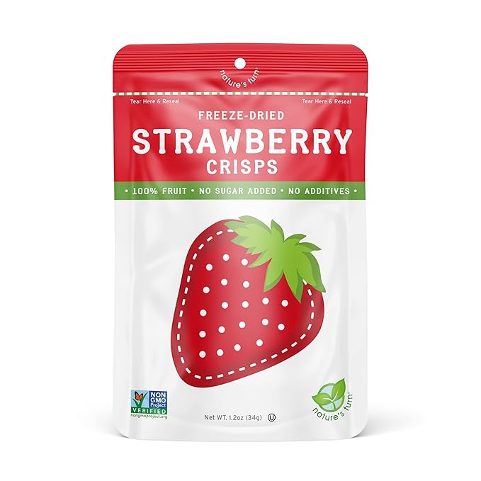 Nature's Turn Freeze-Dried Fruit Snacks, Strawberry Crisps, Pack of 6 (1.2 oz Each)