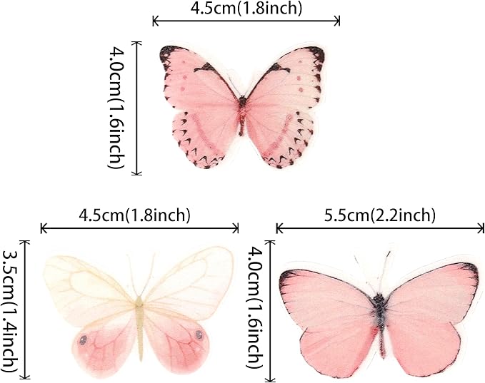 Rsstarxi 60 Pack Wafer Paper Butterflies Cupcake Toppers, Edible Butterfly Cake Decorations Butterfly Birthday Food Decorations for Baby Shower Wedding Birthday Anniversary Party Decorations