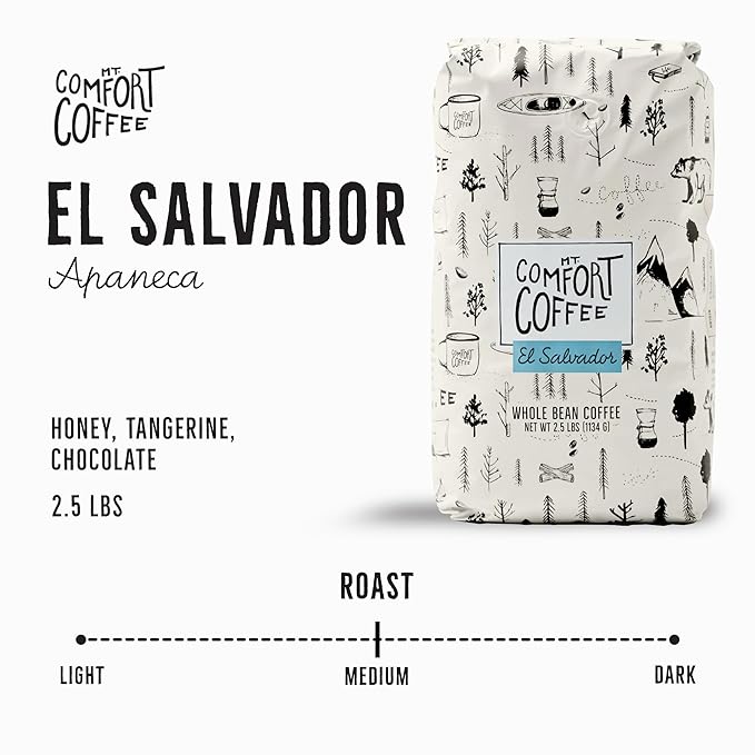 Mt. Comfort Coffee El Salvador Medium Roast, 2.5lb - Flavor Notes of Honey, Tangerine, & Chocolate - Sourced From Local, El Salvadorian Coffee Farms - Roasted Whole Bean
