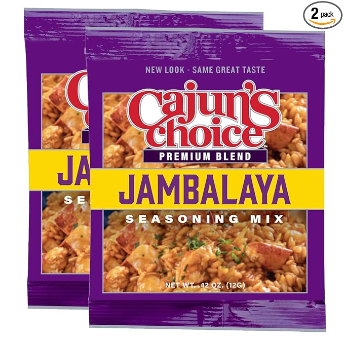 Cajun's Choice Jambalaya Seasoning Mix - 0.42 oz Packet - Pack of 2, All Natural, No MSG - Authentic Louisiana Creole Spice for Chicken, Seafood & Sausage