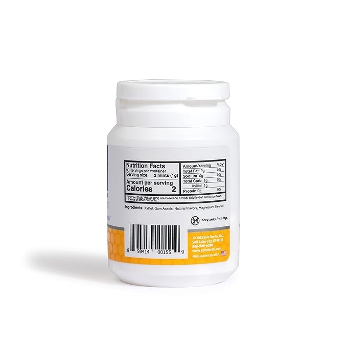 Epic 100% Xylitol Mints - Aspartame Free, Sugar Free - Fresh Fruit Flavored Mints, 180 Pieces (Pack of 2)