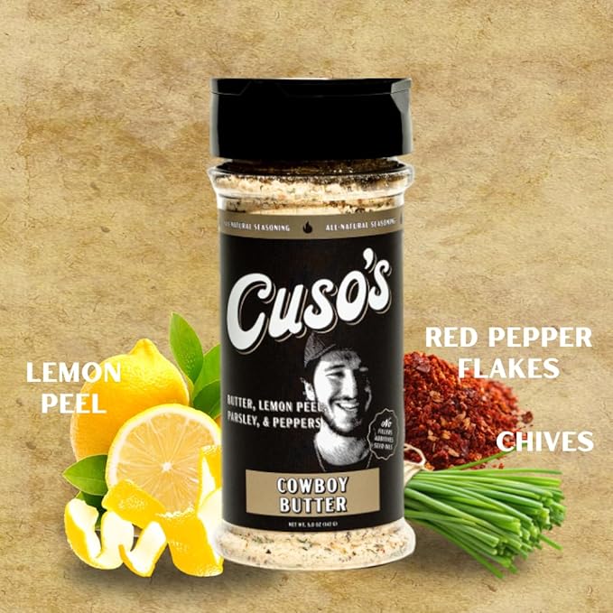 Cuso’s Cowboy Butter Seasoning - Great Tasting Steak Seasonings - Roasted Garlic Butter Seasoning - Best BBQ Rubs for Smoking - Garlic Butter Herb BBQ Seasoning Rub - 1 Count BBQ Rub Seasoning