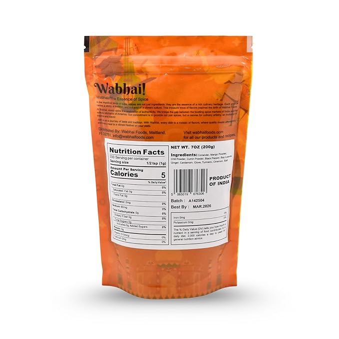Wabhai! Chole Masala | Chickpea Curry Spice Blend | All Natural | Finest Spices (7oz (200g))