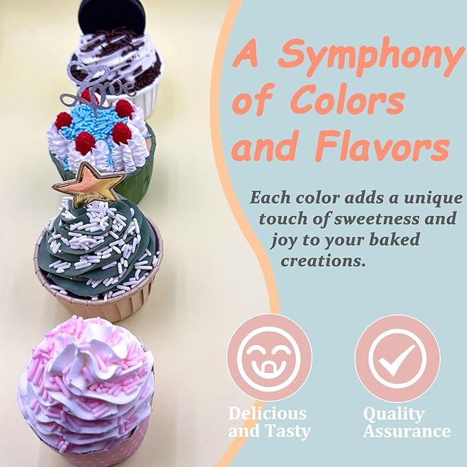 Jimmies Sprinkles Mix for Cake Decorating, 4 Colors Chocolate Blue White Pink Jimmies Sprinkles for Cake Cupcake Donut Ice Cream Brownies Cookies Baking