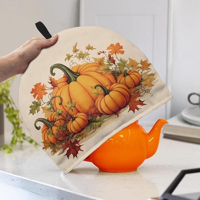 PumpkinsTea Cozy for Teapot Insulated Soft Tea Cup Warmer Cozy for All Saints' Day Party,Kitchen Accessory,Reusable Kettle Kitchen Dust Cover,Women