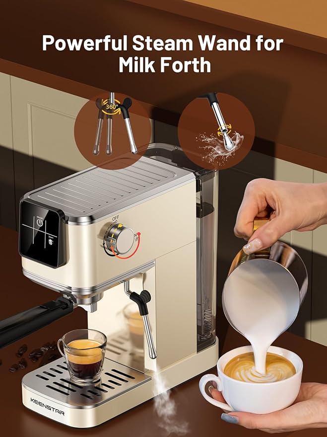 20Bar Espresso Machine with Rapid Cold Brew, Hot & Iced Coffee Machine, Espresso Maker with Milk Frother Steam Wand, Touch Screen with 40oz Water Tank for Latte, Cappuccino, Gift