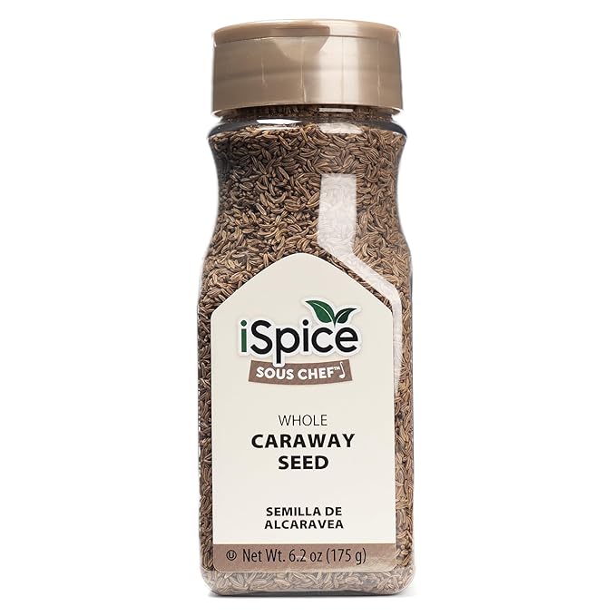 iSpice PREMIUM CARAWAY SEED | 6.2 Ounces Whole Caraway Seed Non-GMO No Fillers, No Agents, Black Caraway Seeds Essential Kitchen Herbs |5oz (140g)