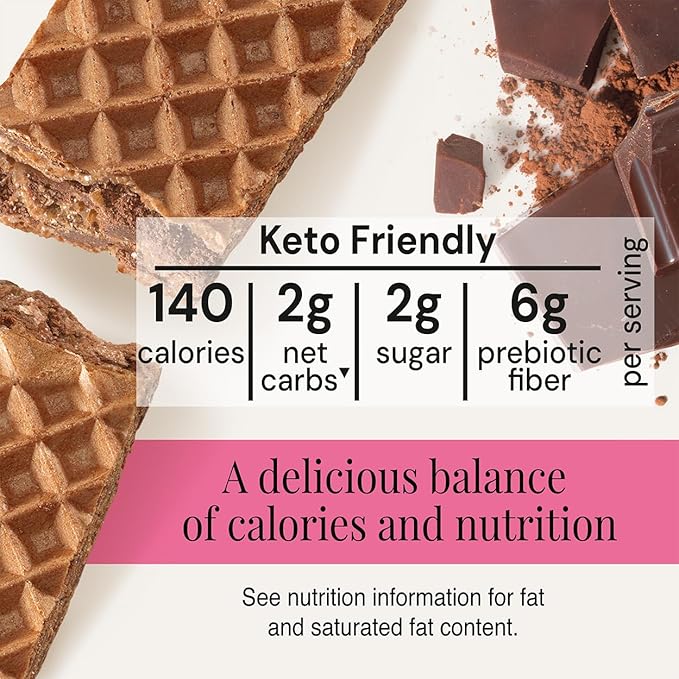 Zenlightful Double Chocolate Wafer Cookies, Low Carb, Low Sugar, Keto Friendly Healthy Snacks, Only 140 Calories, High Fiber, Vegetarian, Non-GMO, 12 Count