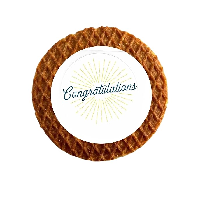 DeReuze Stroopwafels Gift Set – Authentic Caramel Waffle Cookies in Decorative Purple Tulip Tin – Gifts from Netherlands with Messages – Unique Food Gift for Any Occasion (Congratulations)