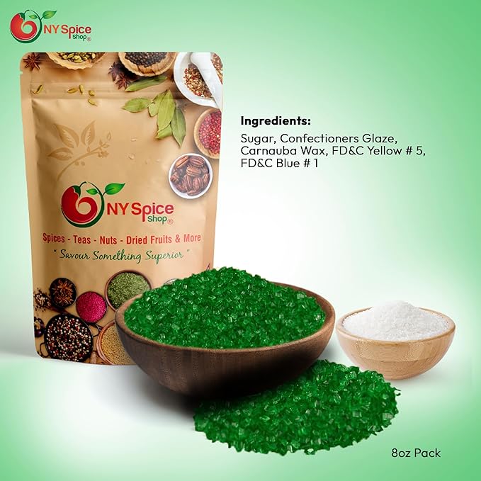 NY Spice Shop Green Sanding Sugar - 3 Pound Sweet Colorful Edible Sprinkles For Candy Dish - Sugar Sprinkles For Cake Decorating Cookies Basket & Dishes
