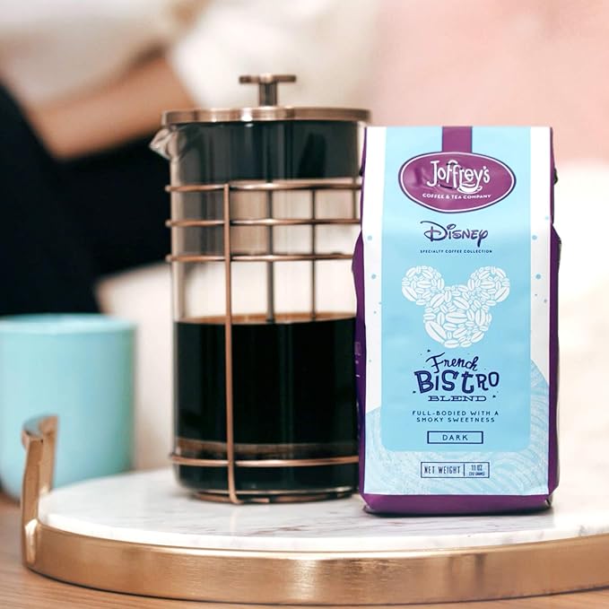 Joffrey's Coffee - Disney French Bistro Blend, Artisan Dark Roast, Arabica Coffee Beans, Full-Bodied with Smoky Sweetness, Brew or French Press (Whole Bean, 11 oz)