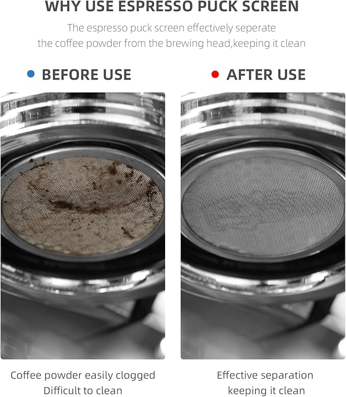 MHW-3BOMBER 53mm Espresso Puck Screen 2 Packs Metal Coffee Filter Reusable Espresso Filters for 54mm Portafilter Basket 0.8mm Thickness FG7009M-OS