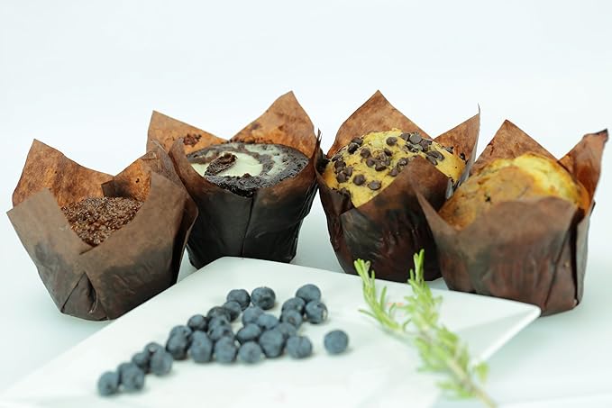 Brown Tulip Baking Cups, Medium Size, for Muffins, Cupcakes, Eco Friendly, Disposable, Non-Stick, Pack of 50 - by Ecobake