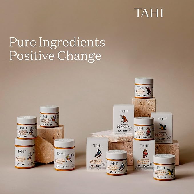 Tahi Raw Manuka Honey New Zealand UMF 10+ Certified (MGO 263+) - 100% Sustainable, Monofloral and Natural Honey - Non-GMO, Glyphosate-Free and Gluten-Free - New Zealand Manuka Pure Honey - 8.81oz