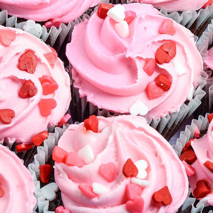 Twisweet Heart Sprinkles for Cake Decorating 12oz, Edible Red Pink and White Nonpareils Sprinkles Mix, Assorted Styles Heart Sprinkles Candy, Cupcake Topper Cookie Ice Cream Cake Decorations, Valentine Mother's Day Birthday Wedding Party Supplies