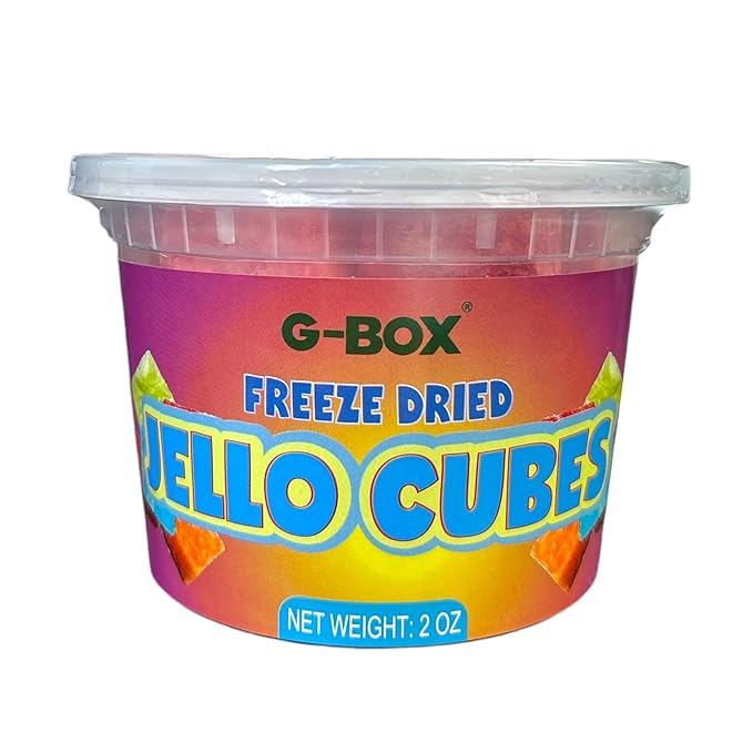 G-Box Freeze-Dried Cherry Jello Cubes - 2 oz | USA-Made Freeze Dried Cherries Jelly | Freeze-Dried Candy | Trending TikTok Snack, TikTok Trend Items, Fruit Jelly Candy (Cherry Jelly Snack)