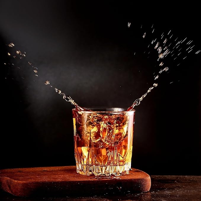 Whiskey Glasses Set of 4,Lead-Free Crystal Old Fashioned Glass,Scotch Glass Tumblers for Drinking Bourbon,Cognac,Irish Whisky,Whisky Glass Gift Set for Men,Dad,Brother-10oz