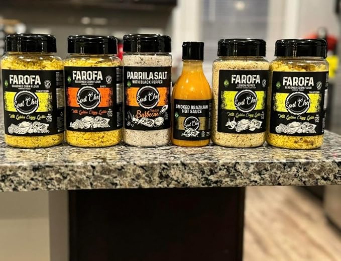Soul Chef Seasoned Cassava Flour - Lemon Pepper - Farofa - Imported from Brazil - Delicious Flavor - Crispy Texture - Ideal On Steaks, Burgers, Sausages, Feijoada and Others.