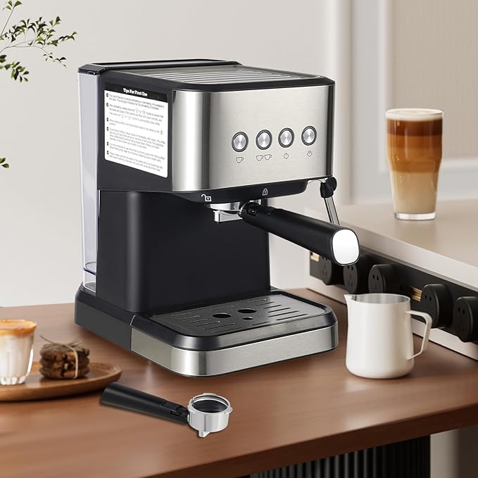 Espresso Machines, 20 Bar Professional Espresso Maker with Foaming Steam Wand, Semi-Automatic Espresso Coffee Maker for Home, Office, 50oz Removable Water Tank