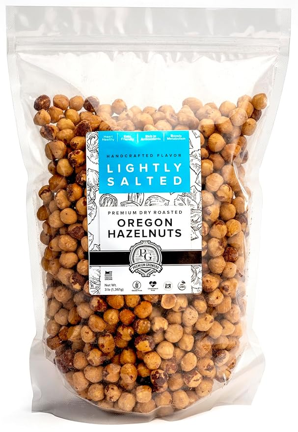 Oregon Farm To Table - Hazelnuts from Premium Growers - Dry Roasted - Lightly Salted ??Kosher Certified (3lb, Lightly Salted)