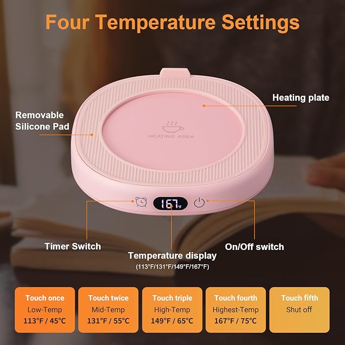 Coffee Mug Warmer & Best MOM Ever Mug Set, Electric Cup Warmer for Desk Office Home, Beverage Warmer with 4 Temperature Setting, 8H Auto Shut Off, Mom Gifts from Daughter Son