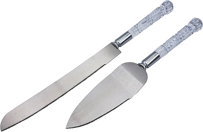 GIFTS INFINITY® Wedding Cake Knife and Server Set (Clear SL) - Valentine's Day Gift