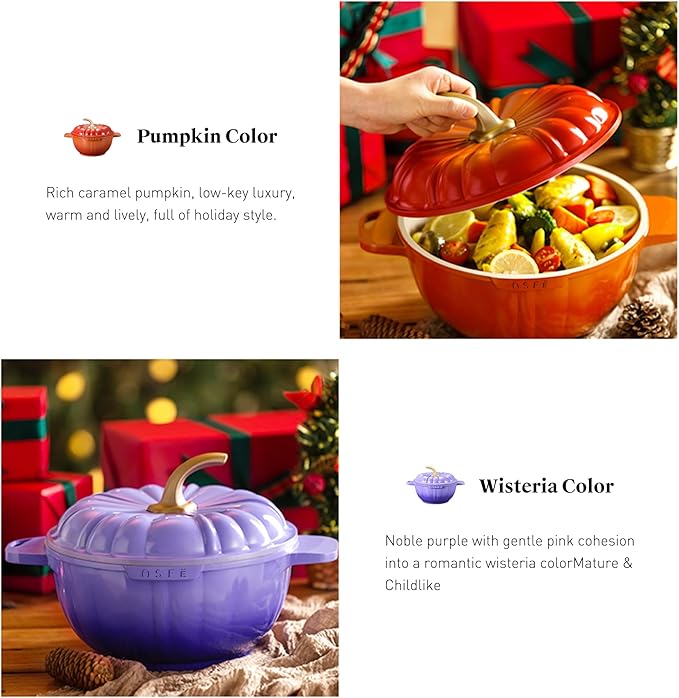 Nonstick Soup Pot - 4.1QT Non Stick Pumpkin Pot Granite Stock Pots with Lid, Stew Casserole Soup Pan, Induction Cookware Halloween Cooking Pot Healthy Pasta Pots, PFOA & PFAS Free Dutch Casserole Gift