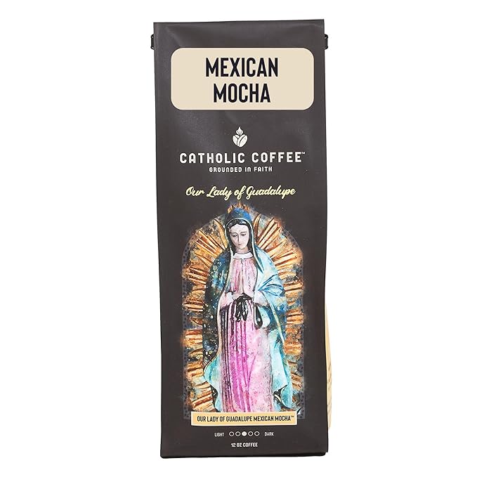 Catholic Coffee Our Lady of Guadalupe | Mexican Mocha Medium Roast Ground Coffee ??Chocolate & Cinnamon Notes | 12oz Bag ??Catholic Gift Honoring the Patroness of the Americas