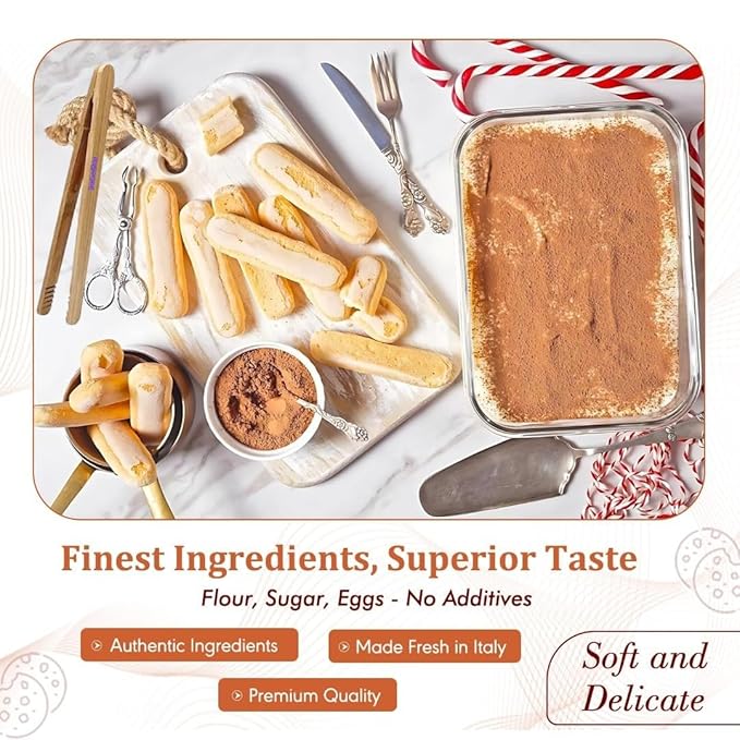 PIACELLI Ladyfingers Tiramisu Speciale - Authentic Italian Sponge Lady Fingers for Tiramisu ??Traditionally Baked Ladyfinger Cookies - 2 Pack (400g/14.11oz Each)