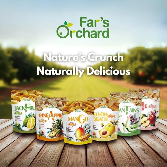 Far's Orchard Yellow ?츿each??Chips????4?츿ack (2?칚z Resealable Bags), Crunchy Dried Fruit Snack, Vegan, Non GMO, No Additives