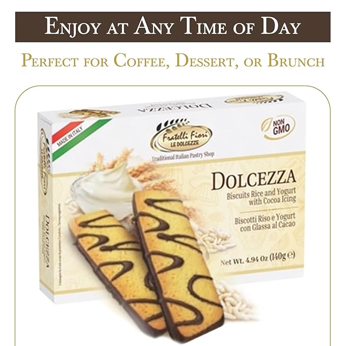 Fratelli Fiori Dolcezza Chocolate Cookies - Authentic Italian Cookies with Creamy Yogurt & Rich Chocolate Glaze - Delicious Healthy Cookies Ideal for Snacking, Tea Time & Light Desserts - 2 Pack