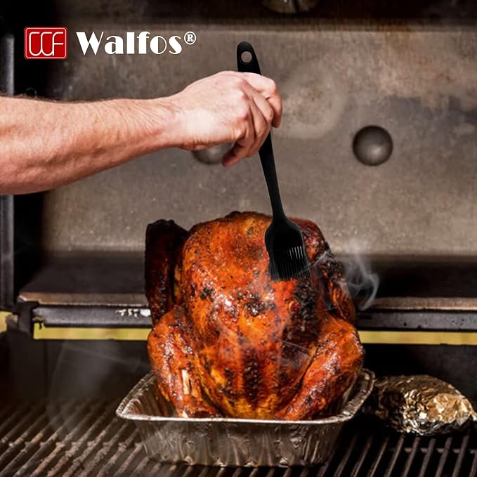 Walfos 3 Size Basting Pastry Brush, Silicone Pastry Brushes for Barbecue, Baking, Desserts, Cooking Brush for Kitchen - Strong Stainless Steel Core