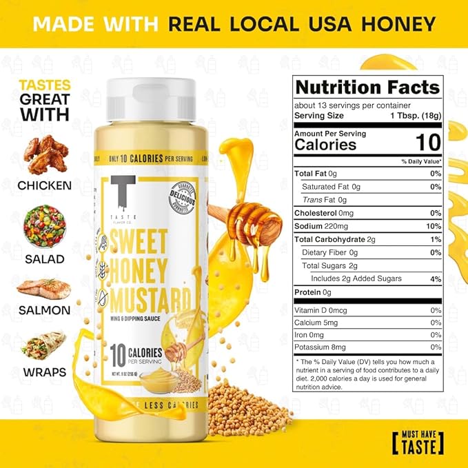Taste Flavor Co. Grilling, Dipping Sauce and Marinade, Great Tasting, Low-Calorie Sauces, Keto Friendly, No Oils (3 Pack, Sweet Honey Mustard)